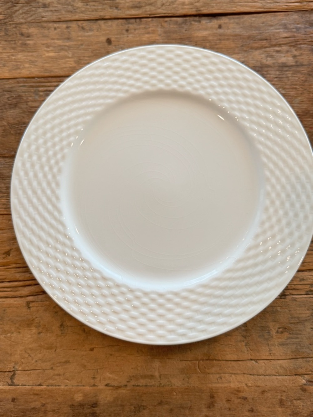 Pagnossin Ironstone President White Basket Weave Made in Italy Dinner Plate